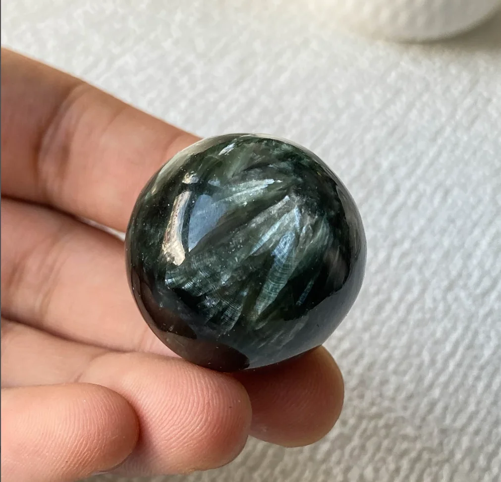 Natural Seraphinite Mineral Sphere Crystal Healing Stone Home Decoration Gift 4