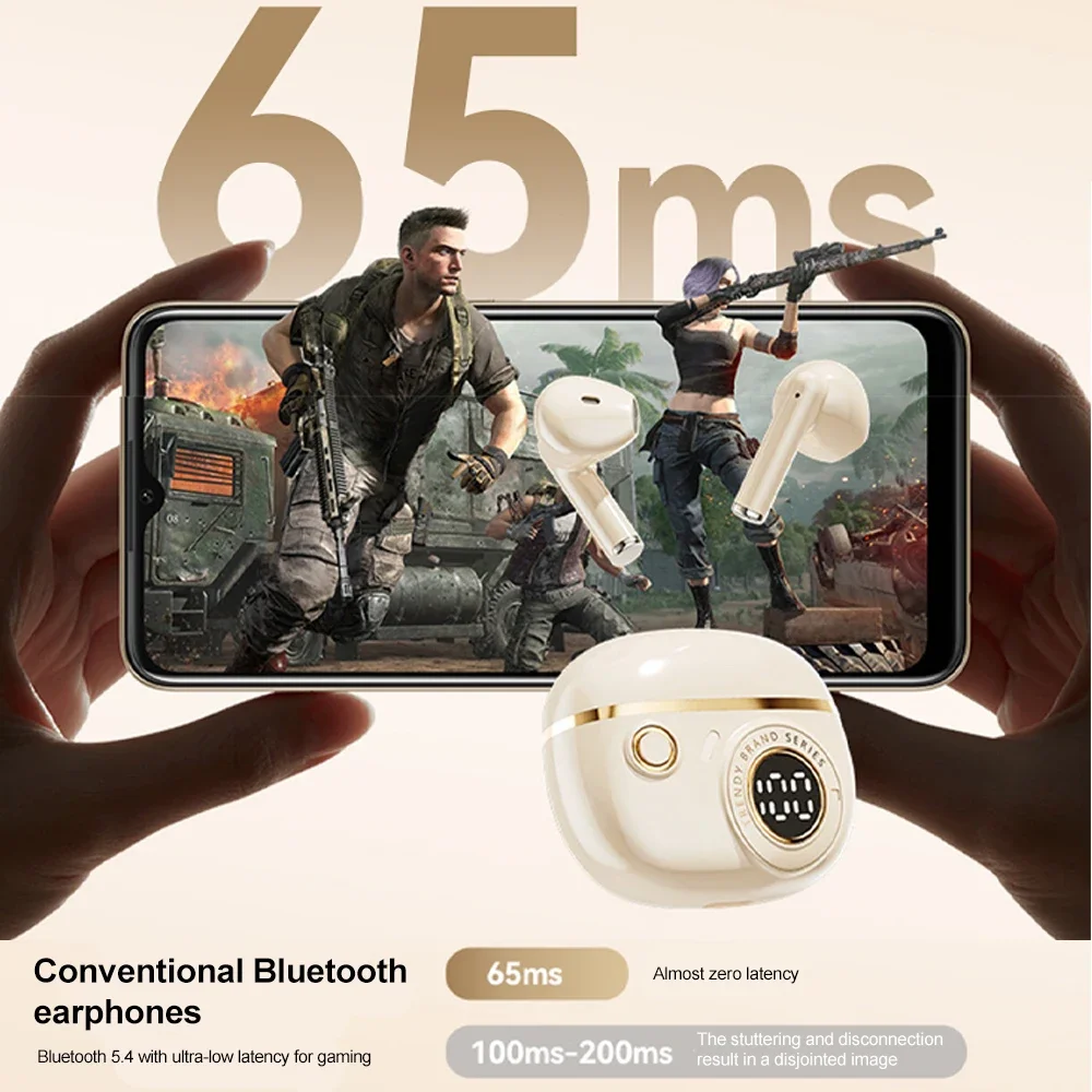 Wireless Headphones Bluetooth 5 4 Earphones Tws Mini Earbuds Led Display Gaming Headsets Hifi Stereo Noise Reduction Earphone, Alina Gadgets