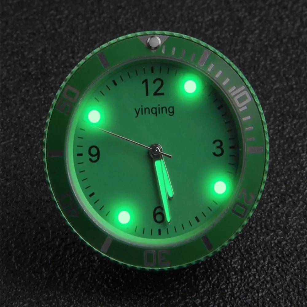 MiniQuartzDigitalLuminousCarClockCarPanelClockAirVentGreen