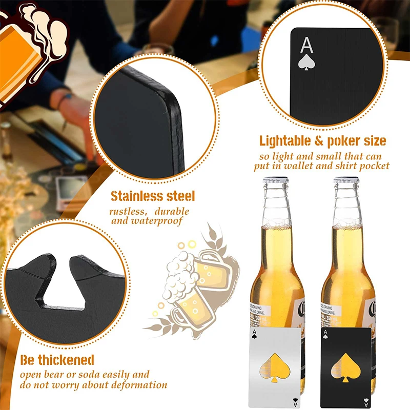 10Pcs Poker Bottle Opener Spades Ace Bottle Opener Stainless Steel Beer Bottle Opener Fits Your Purse And Pockets