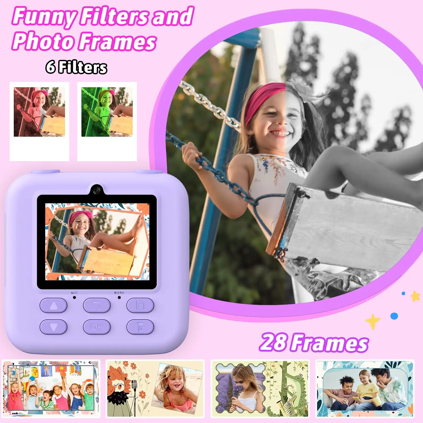 Regalo Bambini 3-12 Anni Fotocamera Istantanea Per Bambini 3-12