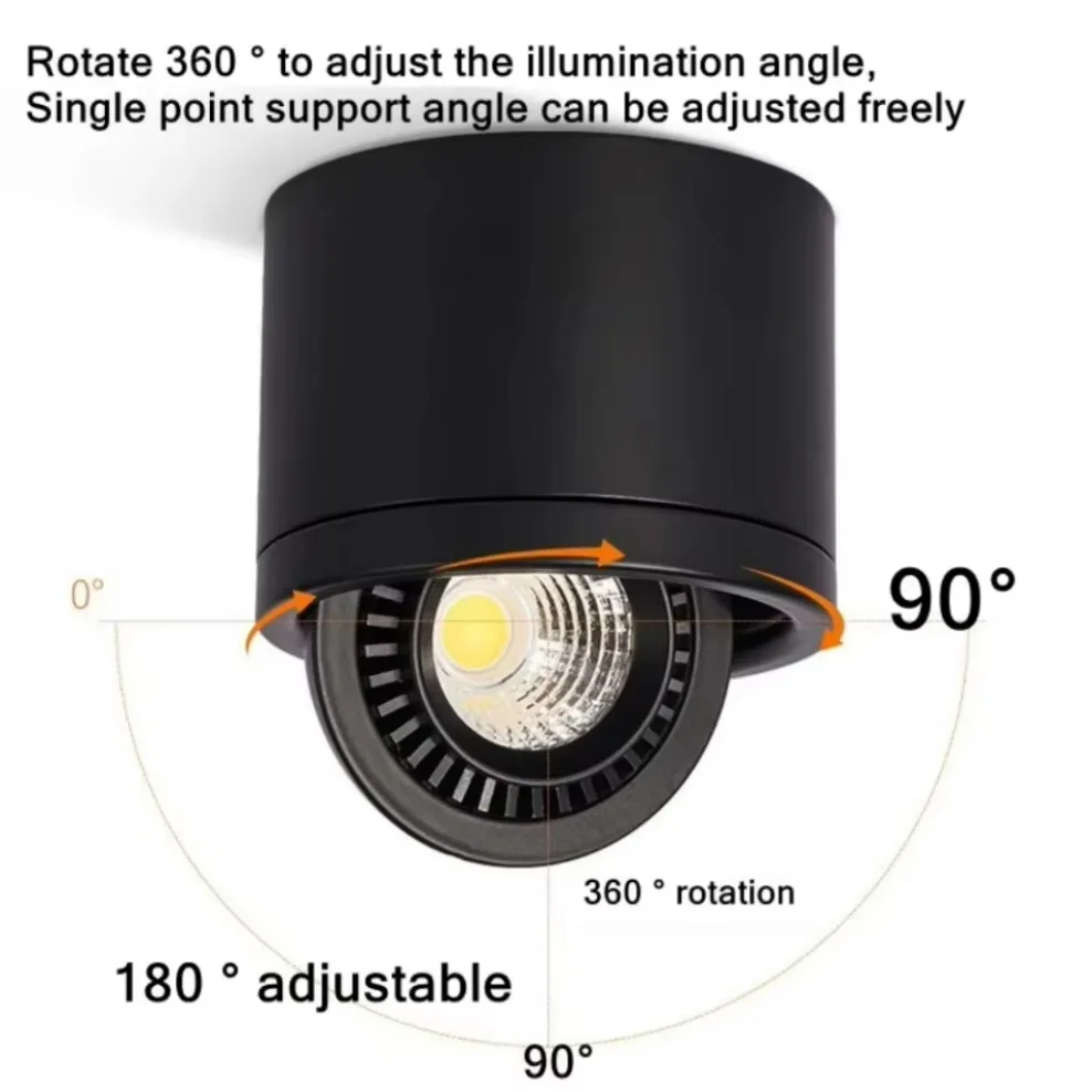 LED Recessed Downlight COB Dimmable 7W 12W 15W 20W 25W Surface Mounted LED Ceiling Lamps Spot Light 360 Degree Rotation Light