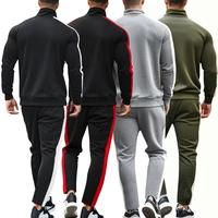 Survêtements Patchwork Colorblock pour hommes, ensemble 2 pièces, vêtements de sport, manteau à fermeture éclair avec poche Kanga, pantalons de survêtement, pantalons de jogging 2