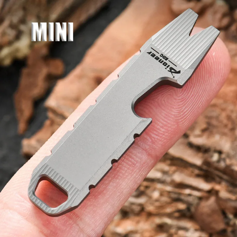 Titanlegierung MINI Flaschenöffner Messskala Sechskantschlüssel EDC Outdoor-Werkzeuge Multifunktions Camping Schlüsselanhänger Zubehör – Detail 39