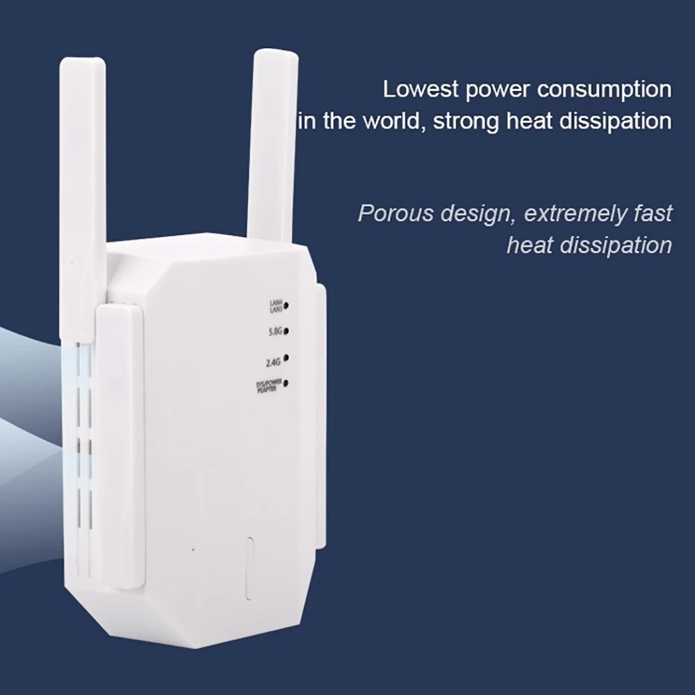 

AC1200 WiFi Extender 1200Mbps Dual Band Internet Repeater External 4 Antennas 5Ghz& 2.4Ghz Wireless Signal Booster with Ethernet