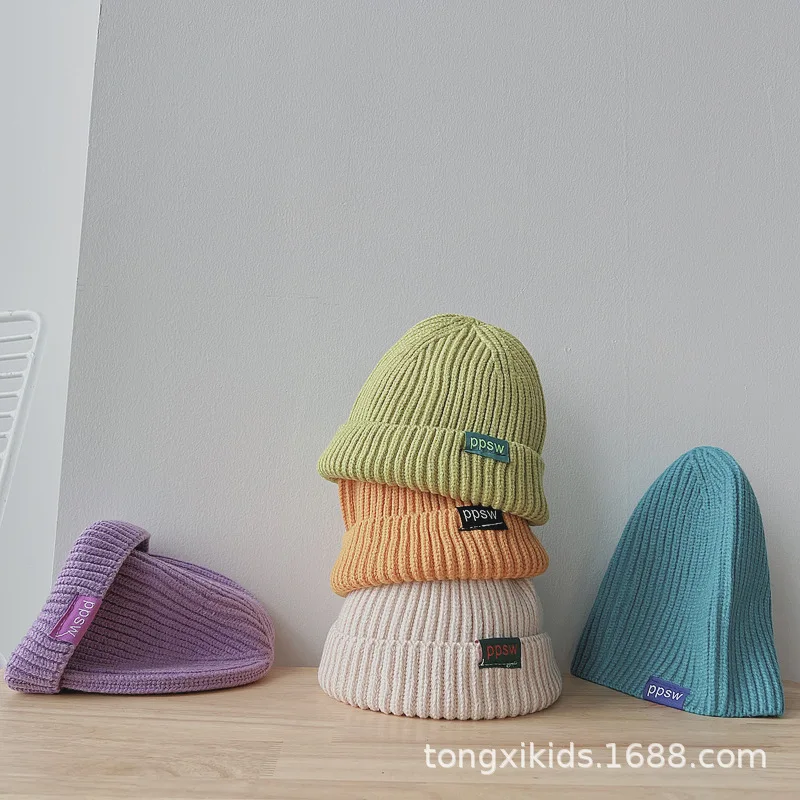 Children Hats Spring and Autumn Girls Wool Hats Baby Kids Knitted Hats Warm Ear Protection Hat Trend