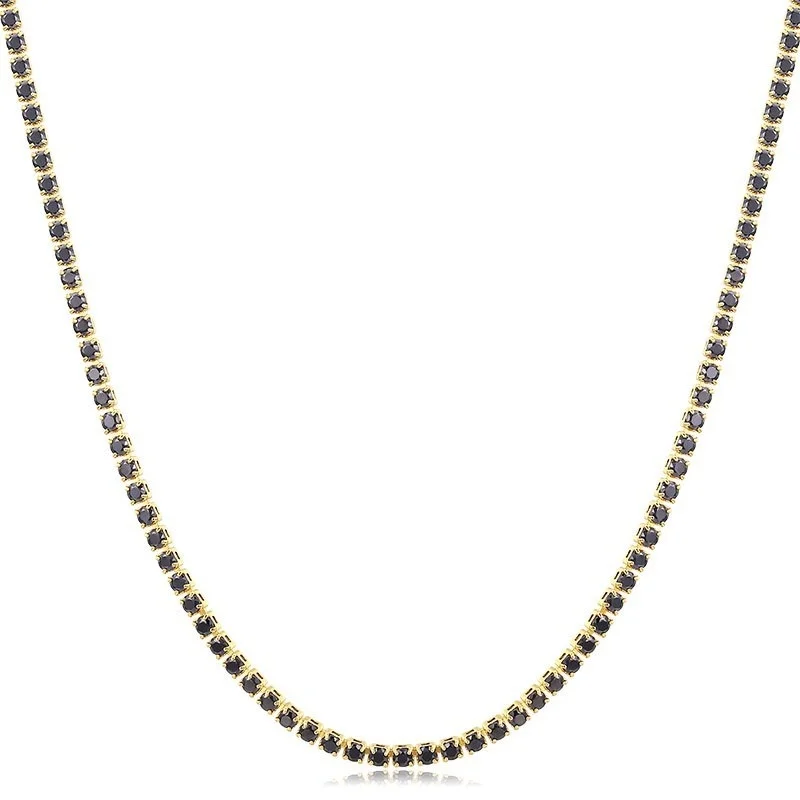 Elegant Yellow Gold Tennis Chain Choker Necklace