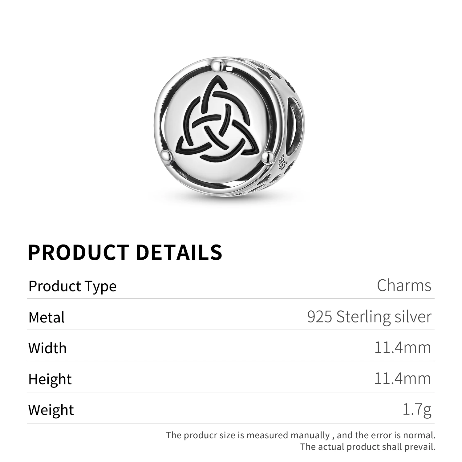 STILLHOUSE Charm-Perlen aus 925er-Sterlingsilber mit Engelsknoten, keltischer Knoten, dreieckig, keltischer Knoten, Schmuck, Geschenke für Frauen, junge Dame – Detail 3