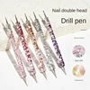 5Pc Rhinestone Design Dual End Acrylic Nail Art Carving Dotting Pen Tip Liner Painting Drawing Brush Gel UV Polish Manicure Tool 1