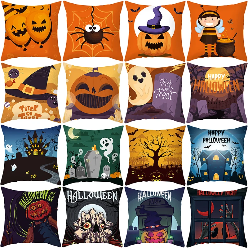 

Horror Pumpkin Castle Pillow Case Home Decor for Holiday Sofa Car Cushion Cover Halloween Decorations for Home Vintage Pillows
