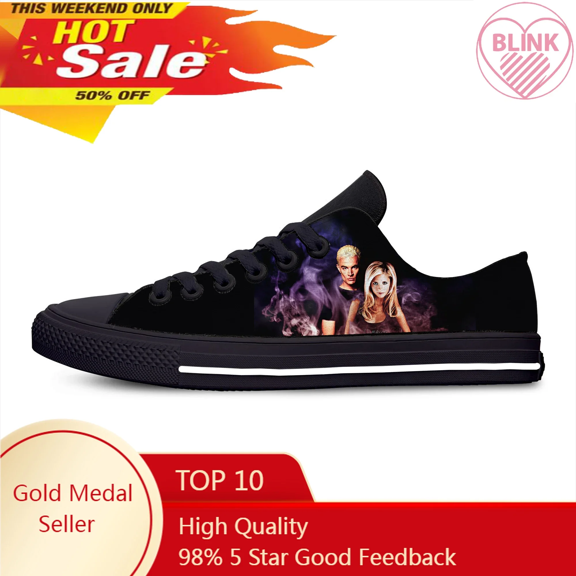 Buffy The Vampire Slayer TV Show Fashion Funny Casual Cloth Shoes Low Top Lightweight Breathable 3D Print Men Women Sneakers buffy the vampire slayer angel horror halloween casual cloth shoes high top comfortable breathable 3d print men women sneakers