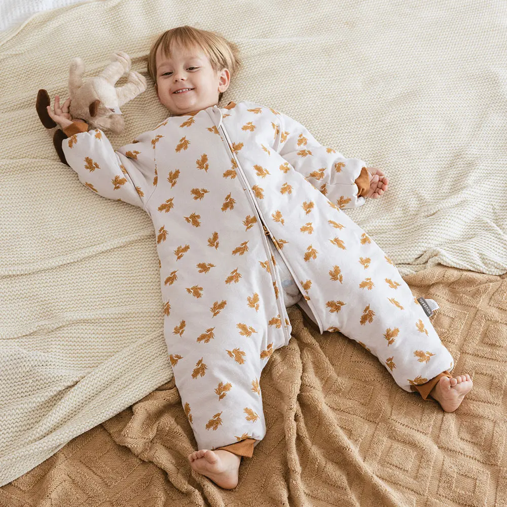 Kids Pajamas Winter Warm Sleepwear For 1-4 Years Boys Girls Split Legs One-Piece Jumpsuit Dinosaur Print Thicker Loungewear