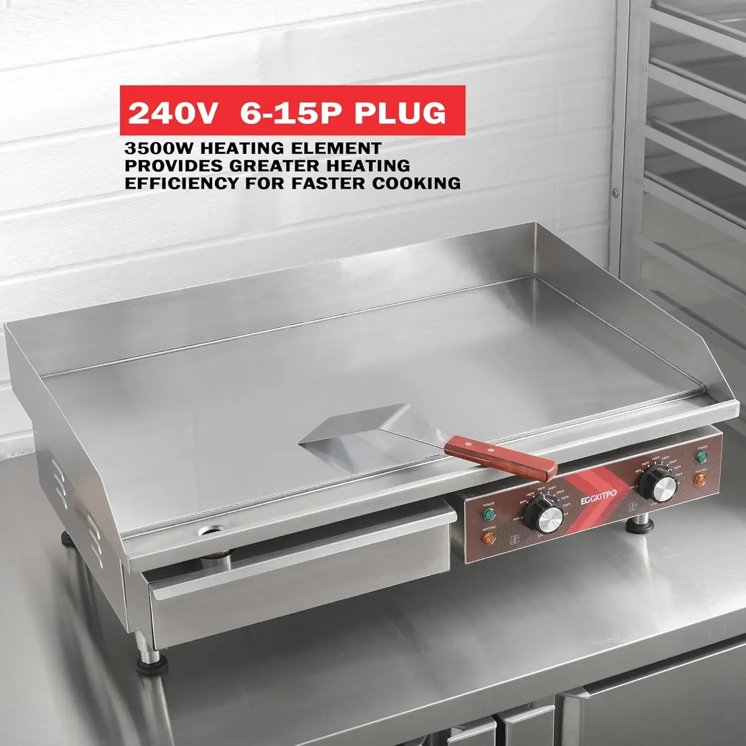 Electric Griddle 29 Inch Large Countertop Griddle Non-Stick Flat Top Grill Stainless Steel Teppanyaki Griddle with Adjustable Te 2