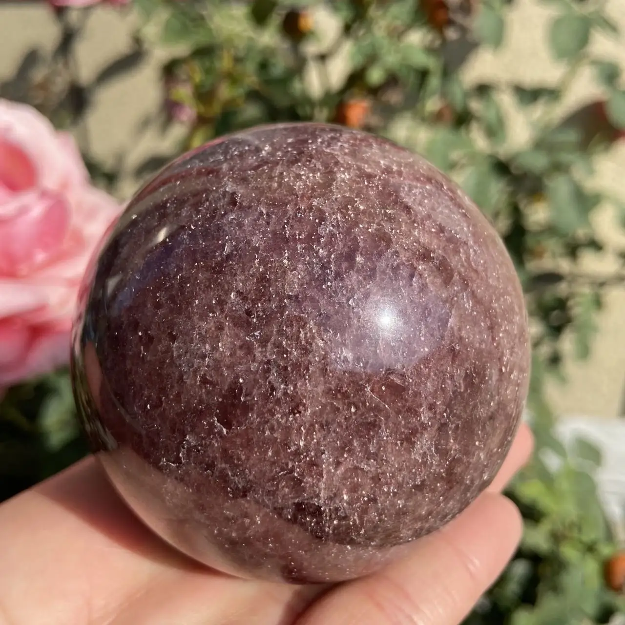 Boule De Cristal De Quartz De Fraise 100% Naturelle, Grande Taille 70Mm, Décoration De La Maison, Pierre Naturelle, Coupé, Polis