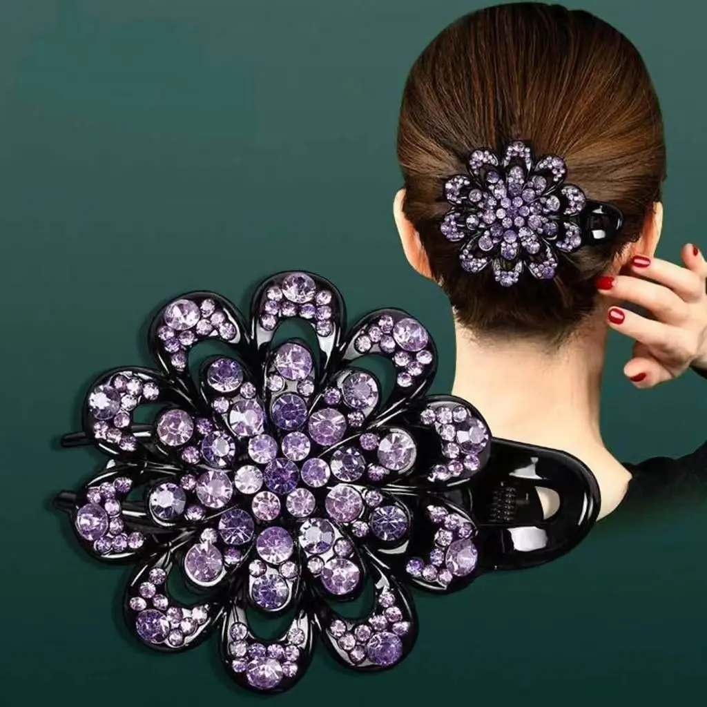 Koreanische Art Frauen Mädchen Haarschmuck Ente Rechnung Haarnadeln Kopf bedeckung gewickelt Strass elegante Haars pange drei Zahnclip