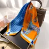 70x70CM Orange Scarf Pony Color Block Silk Square Scarf Shawl All-match High-end Ladies Headscarf New Decorative Foulard Scarves 3