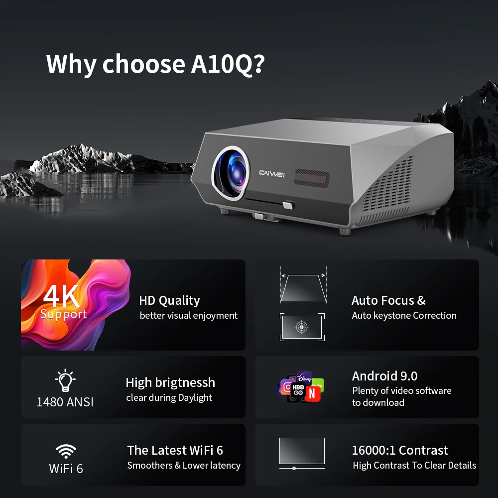 Проектор Datashow 4k 80000 люмен Android WIFI Автофокус коррекция трапецеидальных искажений 1080P Full HD видео Дневной луч проектор 프프프프프젝터 터 (art.: 3920c1470dcda) - 3920c1470dcda