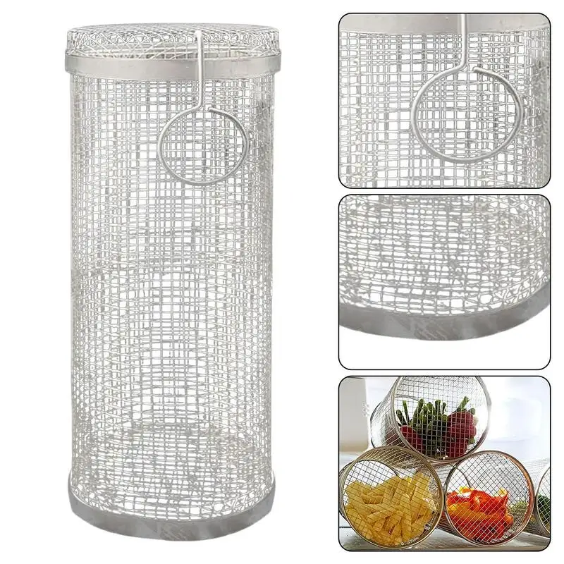 Daioloes BBQ Net Tube 2 Pack, Rolling Grilling Basket 12 Inch, Non-Stick  Barbecue Basket Rotisserie with Removable Mesh Cover, Grill Tool with 2 Bbq