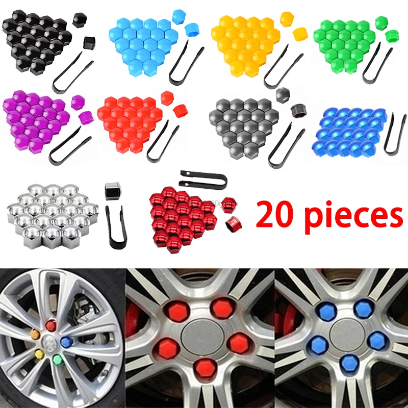 Wheel Nut Caps 20Pcs 17/19/21mm Car Bolt Head Cover Protective Bolt Rims Exterior Decoration Special Socket Protection Dust Proof