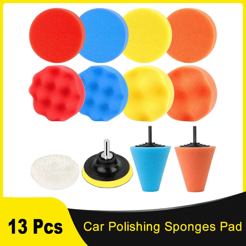13 Pcs Car Polishing Sponges Pad Set Polishing for Cordless Screwdriver Machine Pad Drill Grinding