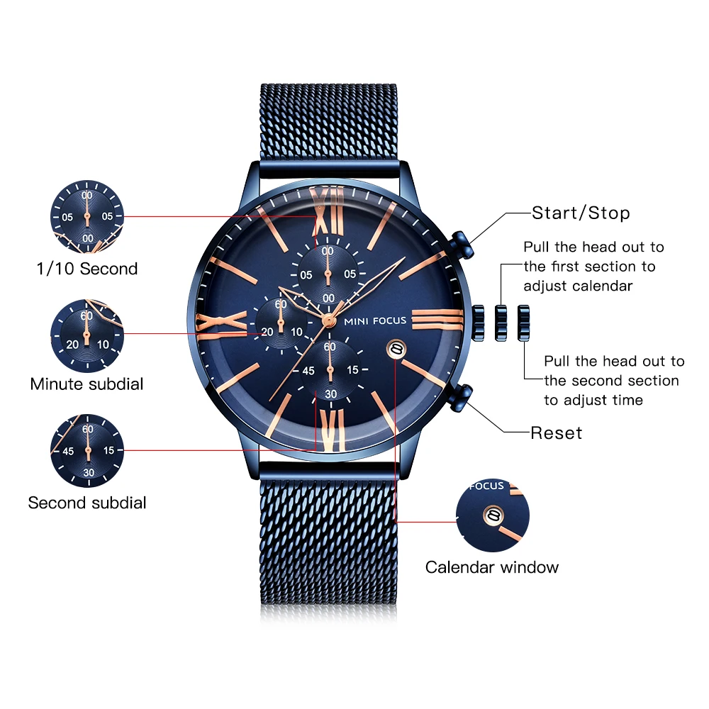 MINI FOCUS quartzhorloge voor heren Waterdicht_voghion.com