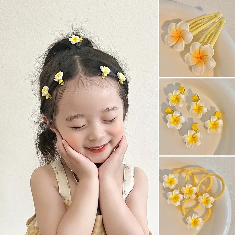 

2-5pcs Set Egg Flower Headdress Hairpin Rope Women Girls Bohemia Flower Side Clip Hair Accessories Small Delicate Cute Band