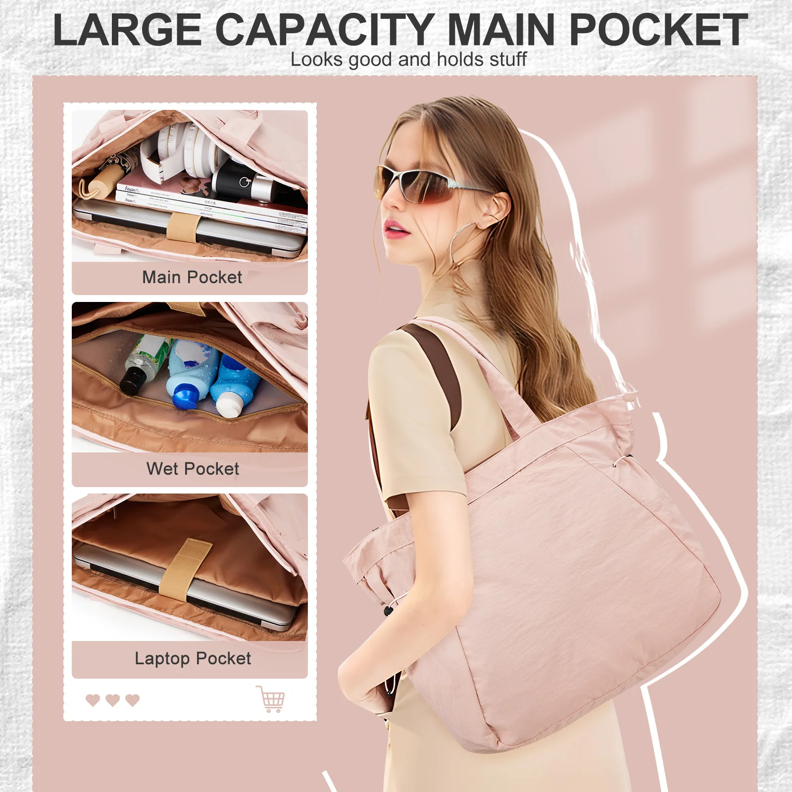 Large Capacity Women's Tote Bag Simple Fashion Sling Shoulder Tote Bag Shopping Outdoor Storage Shopping Bag Furniture Supplies