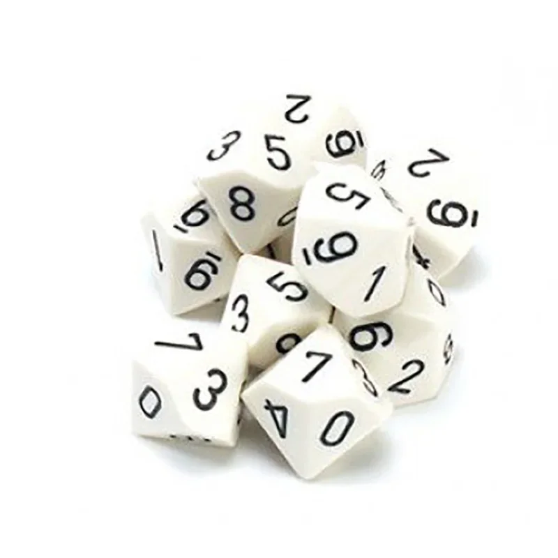 10 Pcs/lot  White Digital Dice 0-9 Puzzle Game 10 Sided Dice Funny Game Accessory 16mm