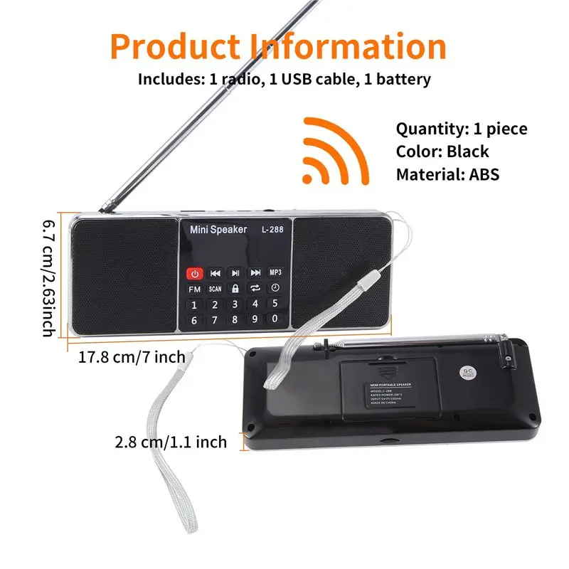 A12E-다기능 디지털 FM 라디오 미디어 스피커 MP3 음악 플레이어, TF 카드 및 USB 드라이브 지원, LED 화면 디스플레이 및 타이머 기능 탑재