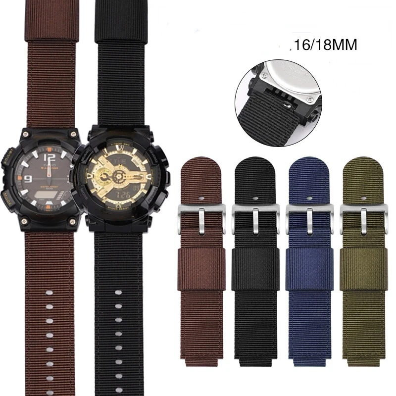 16mm 18mm Nylon Watch Bands For Casio G Shock GM 110 GM 2100 GA 900 AQ S810 Strap For Men Water