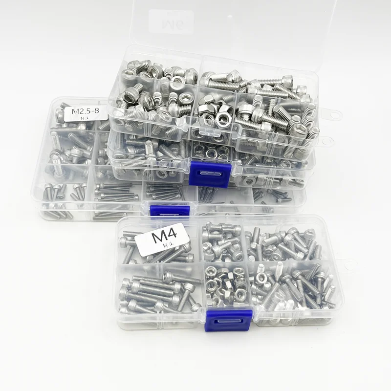 304 스테인리스 스틸 육각 소켓 캡 헤드 나사 볼트 너트 세트, M2 M2.5 M3 M4 M5 M6 M8 소켓 라운드 캡 헤드 나사, DIN912