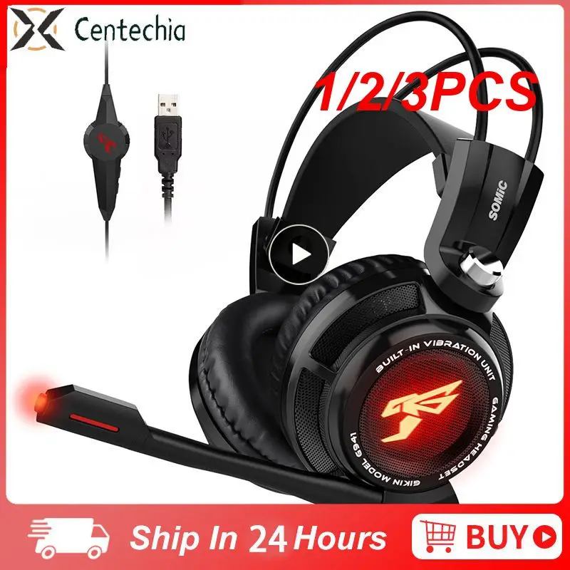 

1/2/3PCS Somic G941 Gaming Headset 7.1 Sound Vibration Amplify Sound Headphone With Mic LED Light For PS5/ /PC/Laptop/Computer