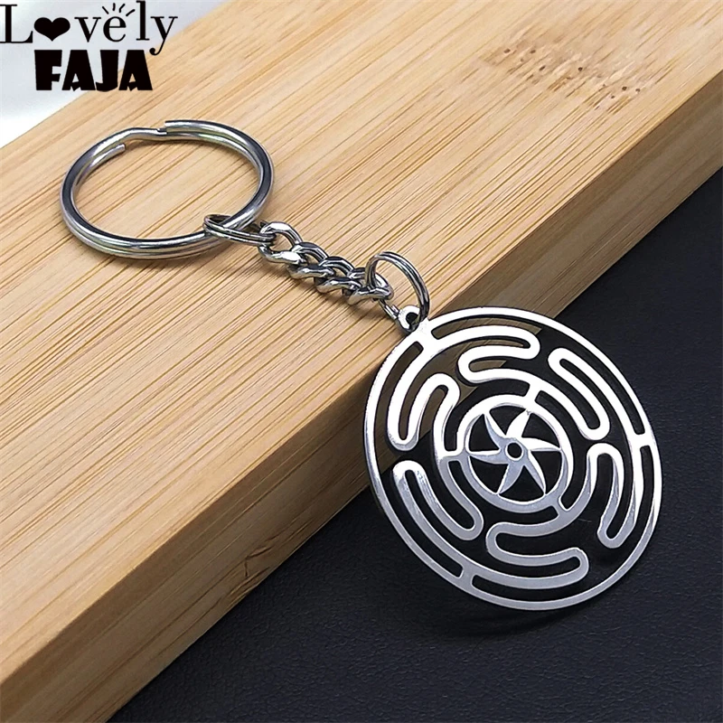 Hekate-Rad Schlüsselanhänger aus Edelstahl Strophalos Hekate Magisches Symbol Logo Charm PIN Schlüsselanhänger Schmuck llaveros K3046S03