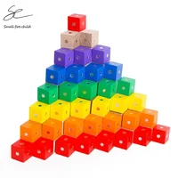 Montessori 2*2*2cm Square Cube Rainbow Blocks Building Assembling Blocks Educational Wooden Toys for Kids