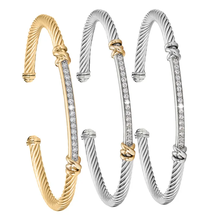 

New Fashion Stainless Steel Adjustable Bracelet for Women Colored Cubic Zirconia Jewelry Prom Accessories