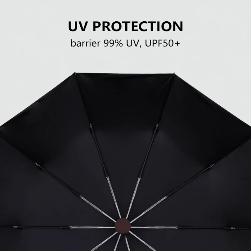 Parachase Automatic Umbrella Men Business 10 Ribs Wood Handle Golf Sun Umbrellas Windproof Anti UV Parasol Clear Umbrella UPF50+ automatic umbrella mini sun umbrella sun umbrella automatic sun umbrella