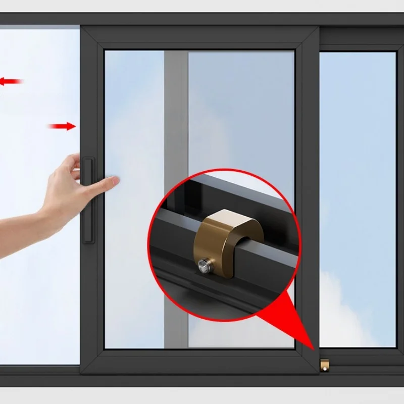 Aluminum Alloy Window Lock Stopper Sliding Window Anti-theft lock Sliding Door Baby Kids Child Safety Doors Lock 10-1pcs