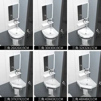 อ่างล้างหน้าเซรามิกแบบเรียบง่ายในห้องน้ํา อ่างล้างหน้าระเบียงอพาร์ทเมนต์ขนาดเล็ก อ่างล้างหน้าเซรามิกติดผนังพร้อมขายึด 3