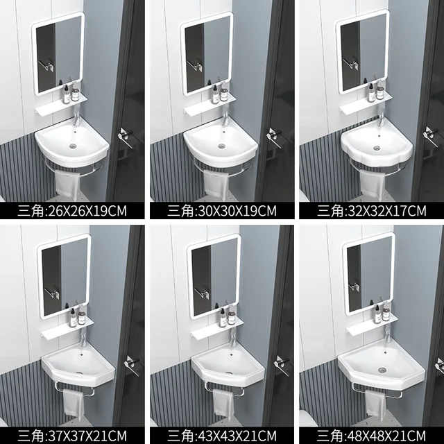 อ่างล้างหน้าเซรามิกแบบเรียบง่ายในห้องน้ํา อ่างล้างหน้าระเบียงอพาร์ทเมนต์ขนาดเล็ก อ่างล้างหน้าเซรามิกติดผนังพร้อมขายึด 3