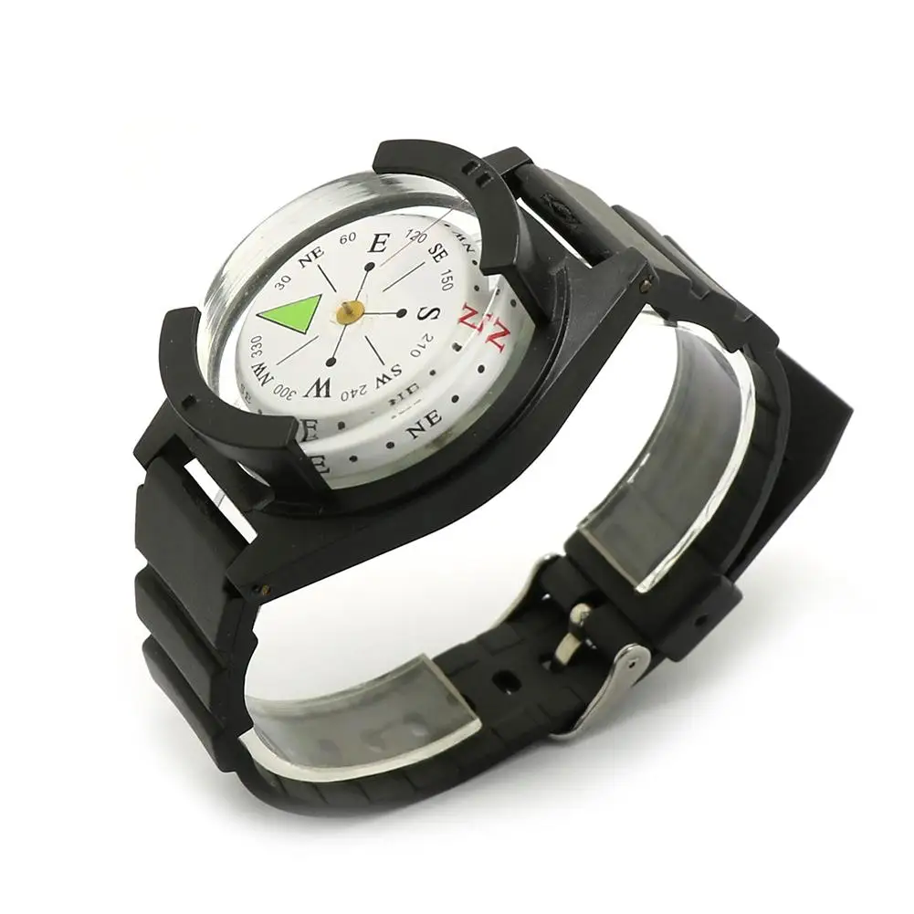 New Arrival Outdoor Mini Lightweight Wristwatch ABS Compass Rubber Watchband Outdoor Survival Watch Black Band Tool Accessory