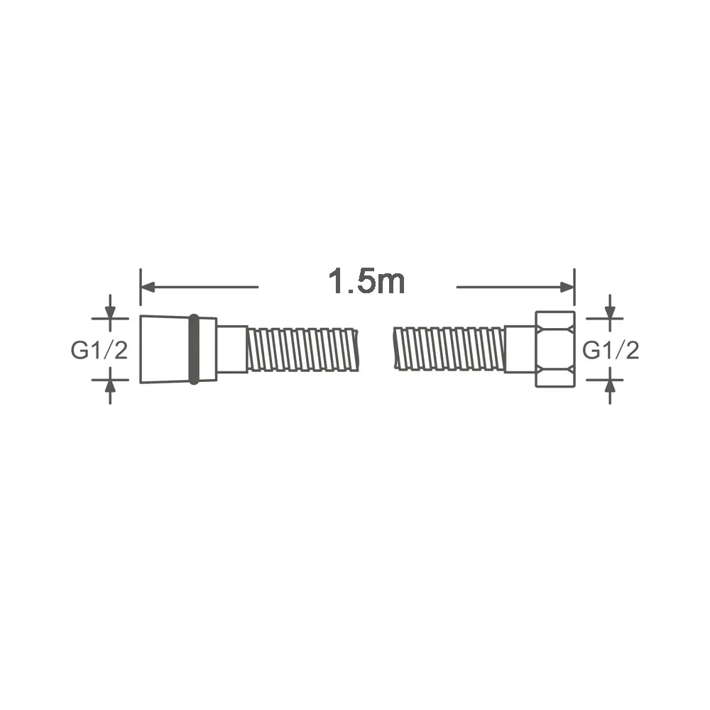 Shower Hose 1500MM Silver PVC High Pressure Smooth Flexible 360&deg; rotation For Bath Handheld Head