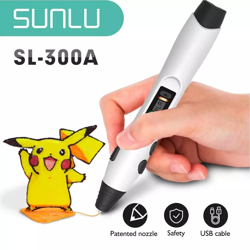 SUNLU 3D printing pen SL-300A support PLA/ABS/PCL Filament 1.75mm Low Temperature & Speed Control & Adjustable Temperature 3d printing pen