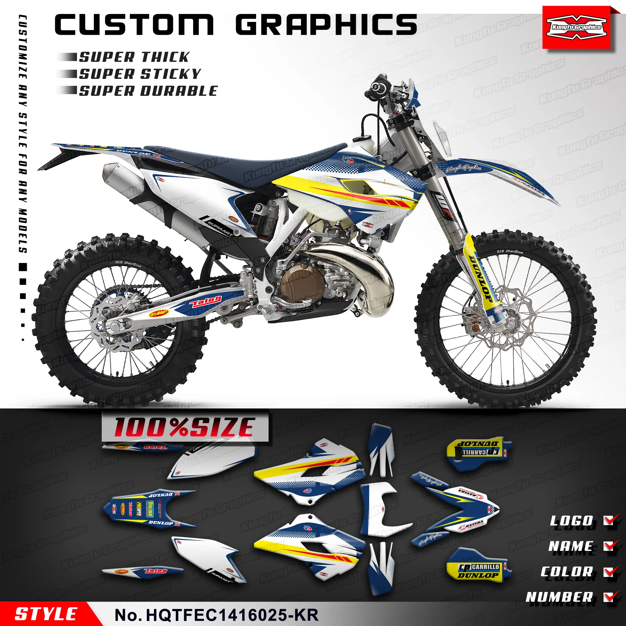 KUNGFU GRAPHCS Stickers Dirt Bike Decals Kit for Husqvarna TE125 TE250 FE350 FE450 FE501 / TC FC 125 250 350 450 2014 2015 2016 maisto 1 12 motorcycle scale te husqvarna te125 2016 dirt bike motocross moto enduro diecast