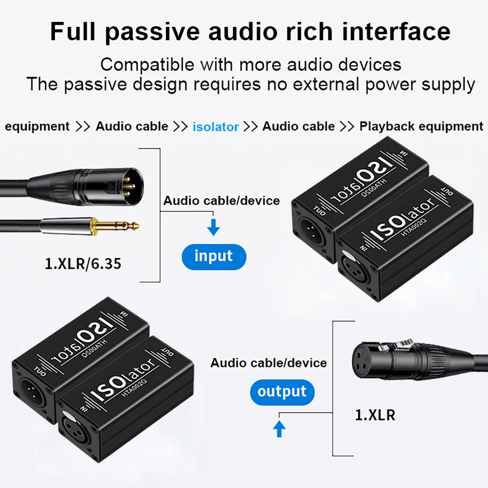 Mono XLR Audio Isolator Mixer Noise Cancellation Audio Current Acoustic Filter Noise Reducer XLR Isolator 1Pcs