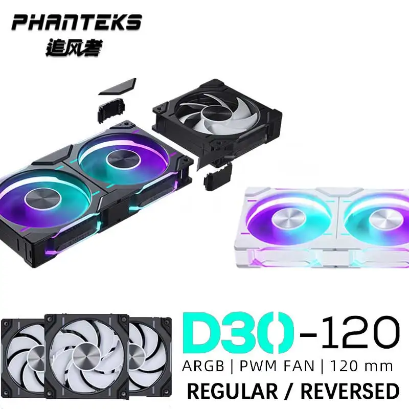 Phanteks D30-120 case 120mm Fan Regula/ Reverse Airflow 4pin PWM