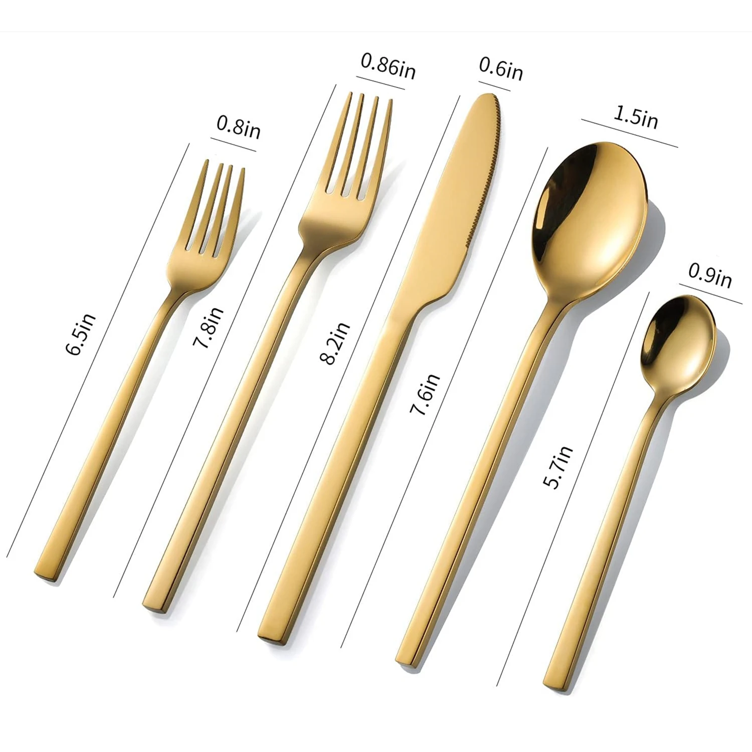 Set di posate dorate 5 m Hommi Set di posate in acciaio inossidabile 18/10 servizio di stoviglie in oro per 6 Drop Shipping