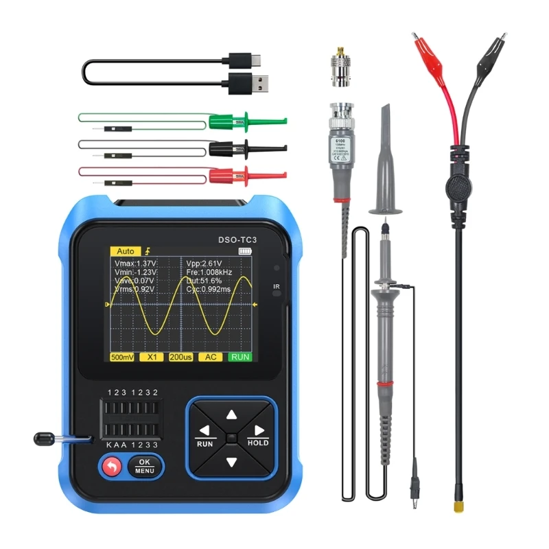 

FNIRSIs DSO-TC3 Digital Oscilloscope Transistor Tester Signal Generator 3 in 1 Multifunction Electronic Component Tester