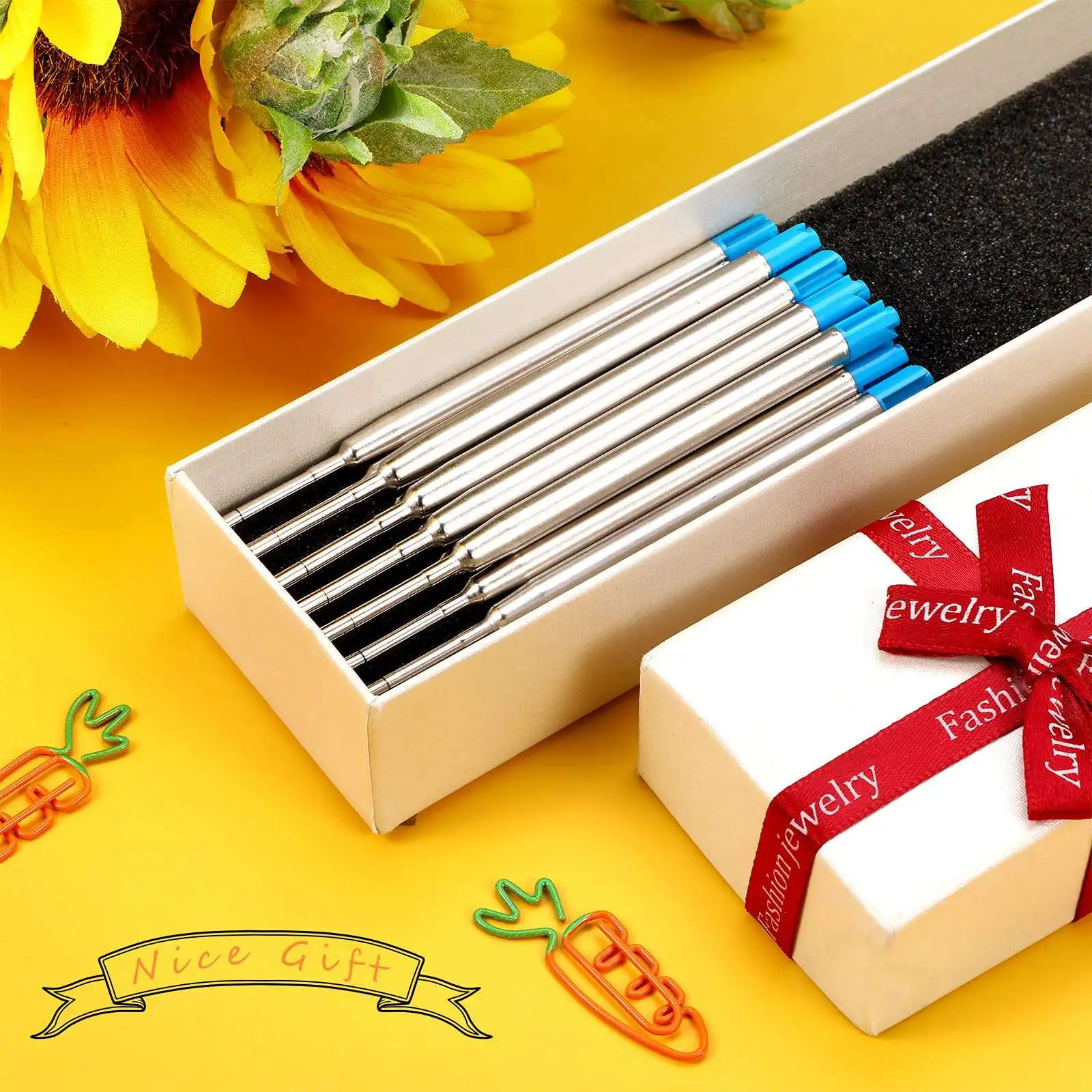 C9-50Pcs 교체 가능한 볼펜 리필 금속 리필 부드러운 필기 펜 리필 1.0 Mm 교체 젤 잉크 리필