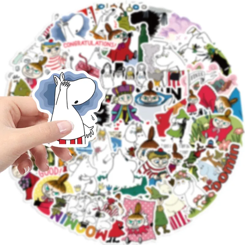 50Pcs Moomin Waterproof Self Adhesive Stickers DIY Scrapbooking Decorative Decals Journal Planner Ornament Stickers