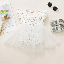 

Infant Baby Girl Bodysuit Spring Summer New Fashion Floral Sleeveless Mesh Romper Dress for Newborns Cotton Kids Girls Clothes
